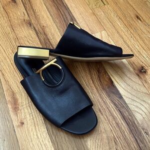 Salvatore Farragamo Black Leather Slides